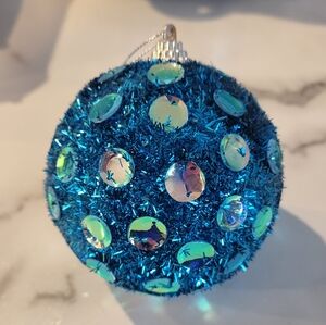 Blue Glitter Ornament with Sequins